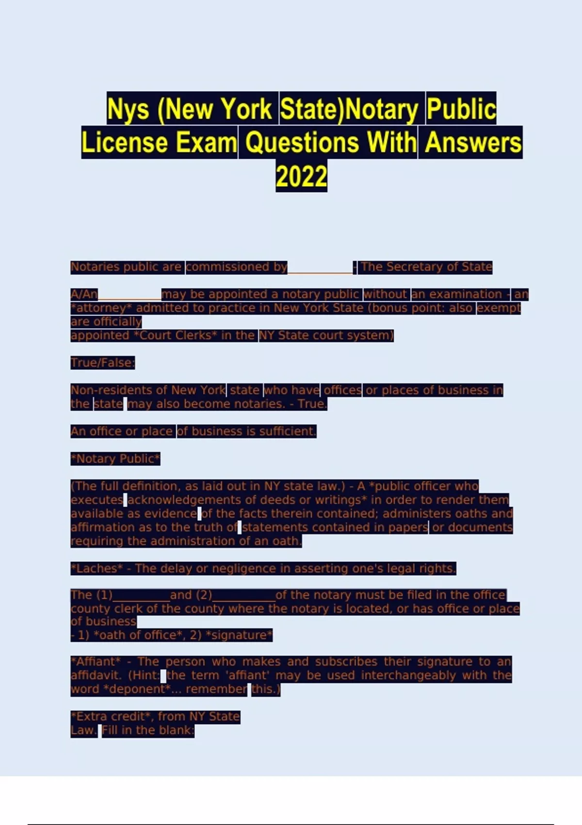 Nys__New_York_State_Notary_Public_License_Exam_Questions_With_Answers