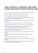 AMCA PHYSICAL THERAPY AIDE PREP GUIDE QUESTIONS WITH ANSWERS 2024&period;