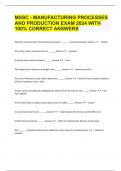 MSSC - MANUFACTURING PROCESSES AND PRODUCTION EXAM 2024 WITH 100% CORRECT ANSWERS