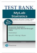 Test bank for Essential Statistics, 3rd Edition, Robert N. Gould, Colleen Ryan, Rebecca Wong | All Chapters | Complete Latest Guide A+