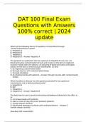 DAT 100 Final Exam Questions with Answers 100% correct | 2024 update