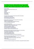 Certified Stroke Rehabilitation Specialist (CSRS 2023/2024) Questions with Answers Bundled package 