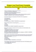 Oregon Law Final Exam Complete Questions And Answers Already Graded A&plus;
