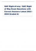 QAC Right-of-way &sol; QAC Right of Way Exam Questions with Correct Answers Latest 2023 - 2024 Graded A&plus;   