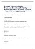 BUS-D 270: Global Business Environments - Indiana University Bloomington Kelley School of Business - Final Review (Chapters 4,7,5) with 100% correct answers 