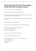 Brooks Biodiversity Unit 2 Exam Study Guide 2024 with complete solution