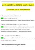 ATI Mental Health Final Exam Review Questions and Answers (2024 / 2025) (Verified Answers)