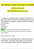ATI Mental Health Final Exam Test Bank Questions and Answers &lpar;2024 &sol; 2025&rpar; &lpar;Verified Answers&rpar;