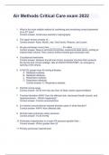 Air Methods Critical Care exam 2024 questions and answers complete