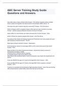 ABC Server Training Study Guide Questions and Answers-