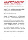 ATI RN COMMUNITY HEALTH ONLINE PRACTICE 2019 A QUESTIONS AND ANSWERS ALREADY PASSED A&plus;