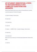 ATI STUDENT ORIENTATION&colon; STEPS TO SUCCESS MODULE 2023 COMPLETE QUESTIONS AND ANSWERS