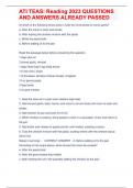 ATI TEAS&colon; Reading 2023 QUESTIONS AND ANSWERS ALREADY PASSED