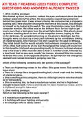ATI TEAS 7 READING &lbrace;2023 FIXED&rcub; COMPLETE QUESTIONS AND ANSWERS ALREADY PASSED