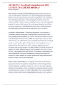 ATI TEAS 7 Reading Comprehension 2023 LATEST UPDATE GRADED A&plus; 