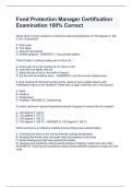 Food Protection Manager Certification Examination 100&percnt; Correct