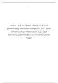 NUR 2407 Exam 2 Pharmacology - Rasmussen  2023-2024 Questions and Verified Correct Answers Already Passed