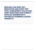 Medication Aide State Test / MEDICATION AIDE STATE TEST FINAL EXAM NEWEST 2024 ACTUAL EXAM  QUESTIONS AND CORRECT DETAILED ANSWERS WITH RATIONALES ANSWERS ALREADY GRADED A+ 