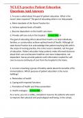 NCLEX practice Patient Education Questions And Answers