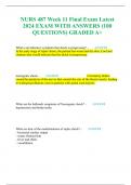 NURS 487 Week 11 Final Exam Latest 2024 EXAM WITH ANSWERS &lpar;100 QUESTIONS&rpar; GRADED A&plus;