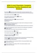 AQA A Level Chemistry- Inorganic  Chemistry Practice Questions and  Answers