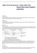 NUR 1212C Final Exam 1 2022-2023 100 QUESTIONS AND CORRECT ANSWERS