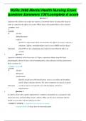 NURs 2488 Mental Health Nursing Exam question &answers 100&percnt;complete A score 