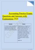 Accounting Practice Exams  Questions and Answers with  Explanations 2024