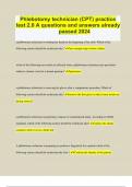 Phlebotomy technician &lpar;CPT&rpar; practice test 2&period;0 A questions and answers already passed 2024