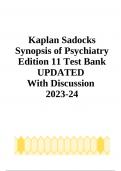 Kaplan Sadocks Synopsis of Psychiatry Edition 11Test Bank UPDATED  With Discussion  2023-24 