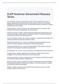 CLEP American Government Glossary Terms Exam Questions and Answers 