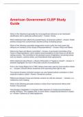 American Government CLEP Study Guide with complete solutions
