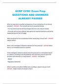 ACRP CCRC Exam Prep  QUESTIONS AND ANSWERS ALREADY PASSED