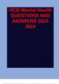 HESI Mental Health QUESTIONS AND ANSWERS 2023 2024