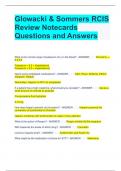 Glowacki & Sommers RCIS Review Notecards Questions and Answers