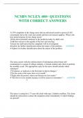 NCSBN NCLEX 400+ QUESTIONS WITH CORRECT ANSWERS