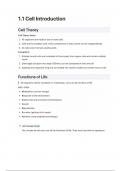IB HL Biology Topic 1.1 Cell Introduction 