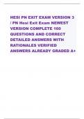 HESI PN EXIT EXAM VERSION 3 / PN Hesi Exit Exam NEWEST VERSION COMPLETE 160 QUESTIONS AND CORRECT DETAILED ANSWERS WITH RATIONALES VERIFIED ANSWERS ALREADY GRADED 