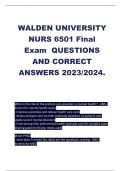 WALDEN UNIVERSITY    NURS 6501 Final  Exam  QUESTIONS  AND CORRECT  ANSWERS 2023/2024. 