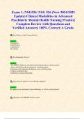 Exam 1: NSG526/ NSG 526 (New 2024/2025 Update) Clinical Modalities in Advanced Psychiatric Mental Health Nursing Practice| Complete Review with Questions and Verified Answers| 100% Correct| A Grade