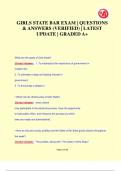 GIRLS STATE BAR EXAM &vert; QUESTIONS  & ANSWERS &lpar;VERIFIED&rpar; &vert; LATEST  UPDATE &vert; GRADED A&plus;