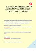 CALIFORNIA JURISPRUDENCE STUDY  GUIDE PHYSICAL THERAPY EXAM &vert;  QUESTIONS & ANSWERS &lpar;VERIFIED&rpar; &vert;  LATEST UPDATE &vert; GRADED A&plus;