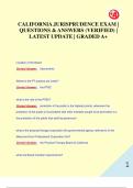 CALIFORNIA JURISPRUDENCE EXAM &vert;  QUESTIONS & ANSWERS &lpar;VERIFIED&rpar; &vert;  LATEST UPDATE &vert; GRADED A&plus;