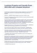 Louisiana Property & Casualty Insurance Course EXAM BUNDLE&lpar;COMPLETE PACKAGE&rpar;with Complete Solutions&excl;