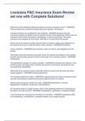 Louisiana P&C Insurance Exam Review set one with Complete Solutions&excl; 
