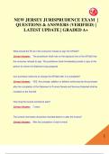 NEW JERSEY JURISPRUDENCE EXAM &vert;  QUESTIONS & ANSWERS &lpar;VERIFIED&rpar; &vert;  LATEST UPDATE &vert; GRADED A&plus;