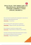 FINAL EXAM - NEW JERSEY LIFE AND  HEALTH EXAM &vert; QUESTIONS &  ANSWERS &lpar;VERIFIED&rpar; &vert; LATEST  UPDATE &vert; GRADED A&plus;