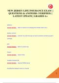 NEW JERSEY LIFE INSURANCE EXAM &vert;  QUESTIONS & ANSWERS &lpar;VERIFIED&rpar; &vert;  LATEST UPDATE &vert; GRADED A&plus;