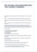 BIO 160 FINAL 2024 QUESTIONS WITH 100&percnt; CORRECT ANSWERS&period;