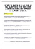 SPMT 319 QUIZ 1&comma; 2&comma; 3&comma; 4&comma; 5 AND 6 &vert; ALL QUESTIONS AND CORRECT ANSWERS &vert; ALREADY GRADED A&plus; &vert; LATEST UPDATE